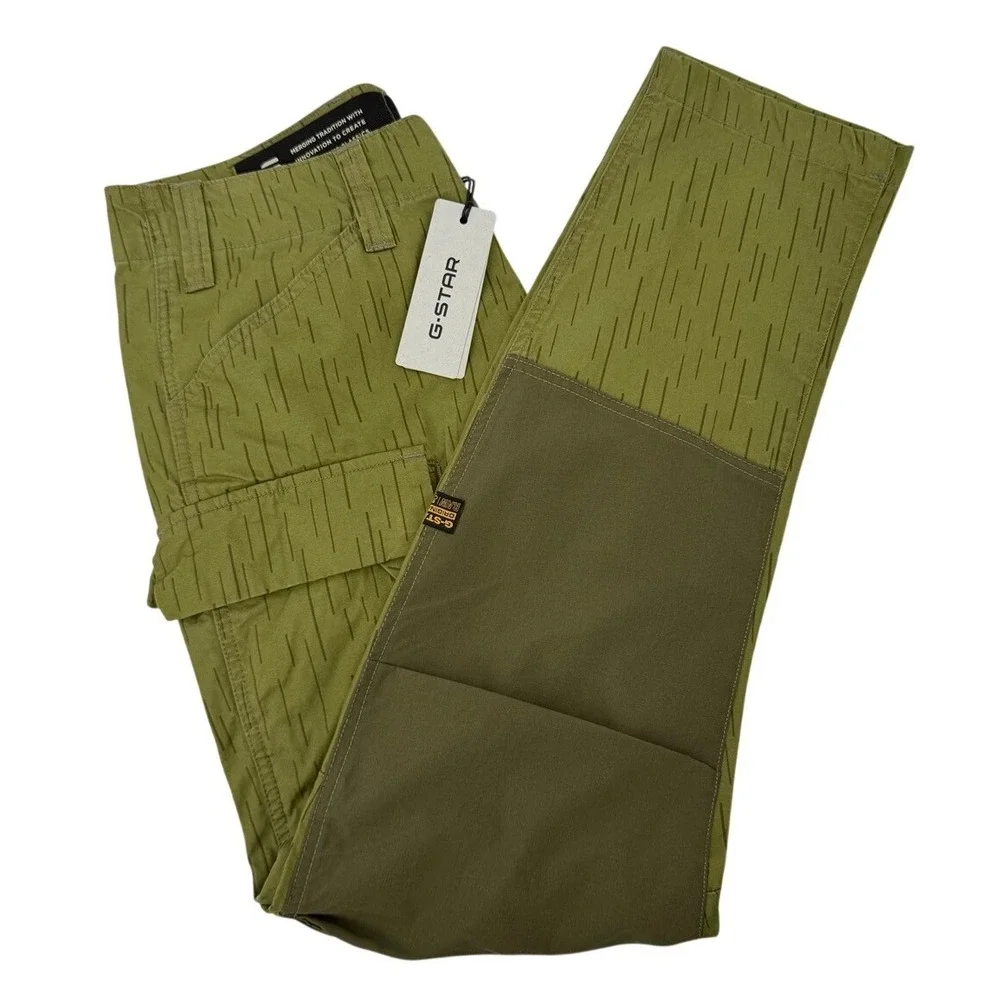NEW G-Star Raw Mens 31/32 Cargo Pants 3D Regular Tapered Mayfly Rain Camo Green‎
